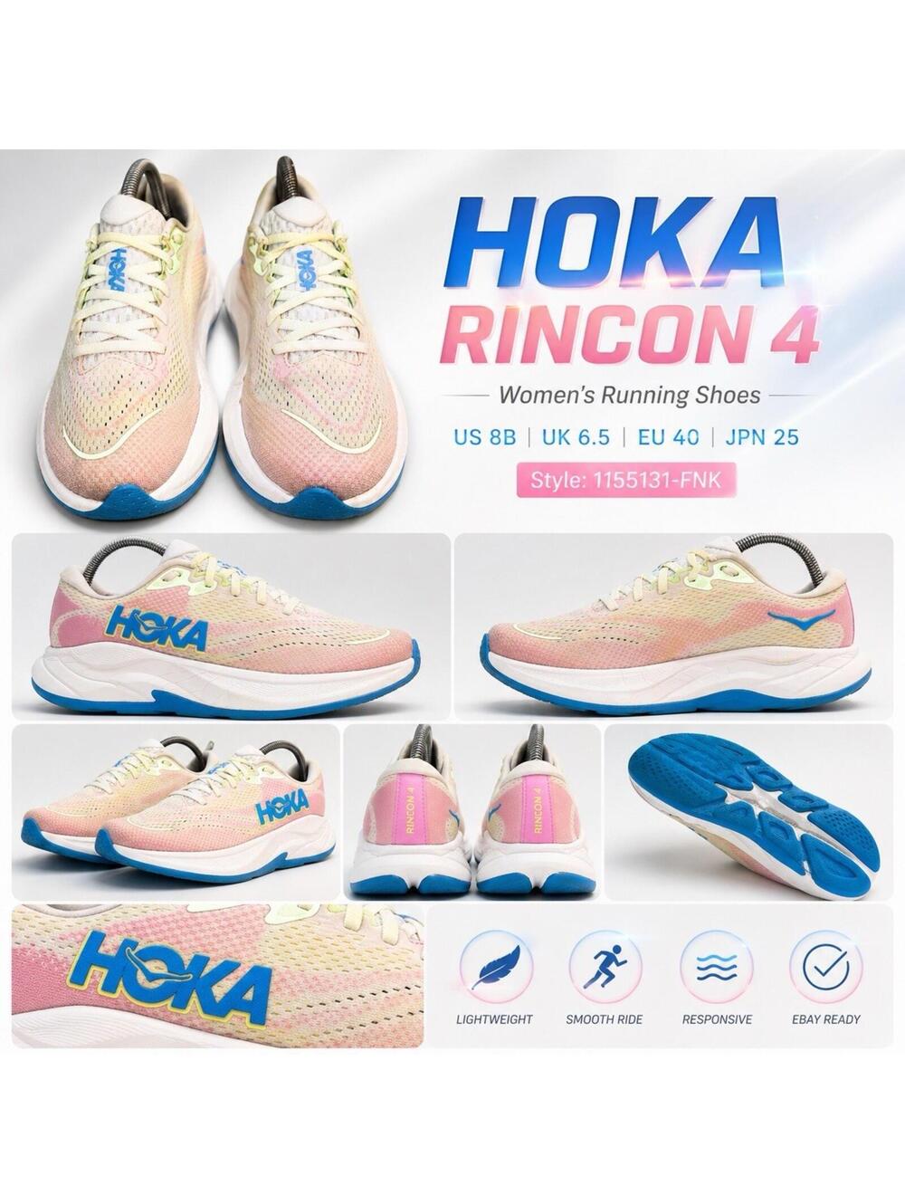 Size 8 - Hoka One One HOKA Rincon 4 Frost Pink Twilight W
